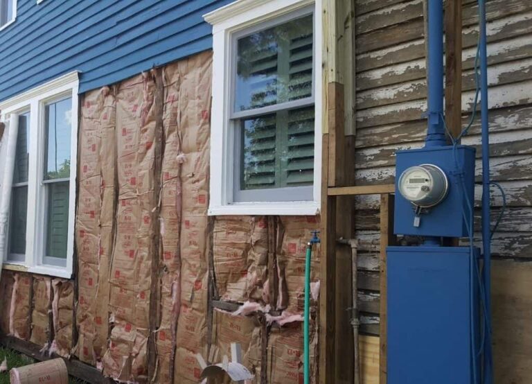 Insulation added before hardiplank siding installation.