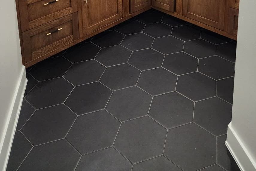 Hexagon porcelain tile installation Tomball, Tx